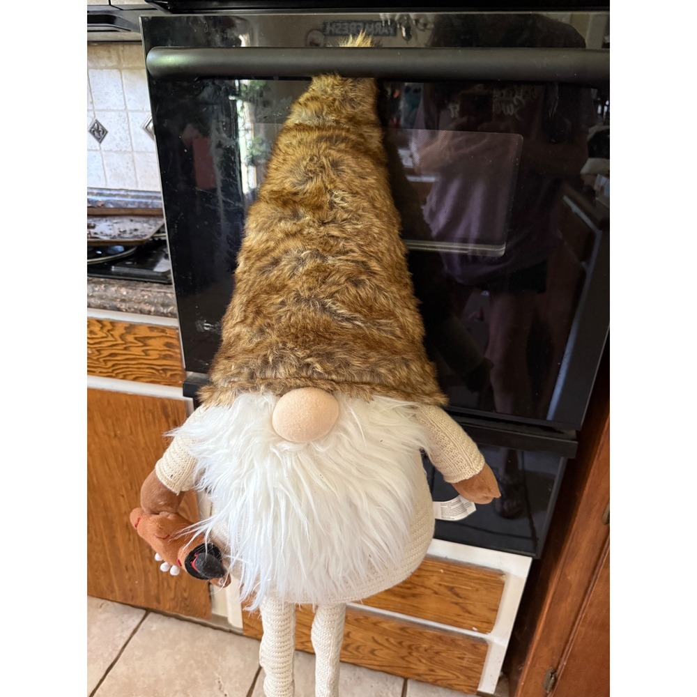 Large 48 Inch Christmas Gnome Plush Faux Fur Hat Gingerbread Man Holiday Decor - Picture 2 of 5